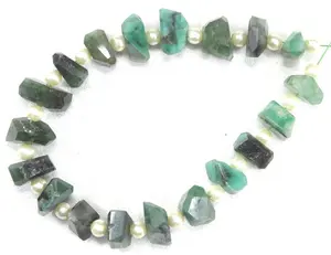 19 Pieces Natural Green Emerald Gemstone Faceted Nuggets Making Handmade Jewelry Beads May Birthstone