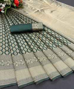 Banarasi Soie Jacquard Saree Avec Chemisier Femmes Porter Dames Fête Festival Usage Quotidien Doux Coton Soie Sari En Gros Bas Prix Vêtements Vêtement - Product Image 5