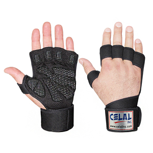Gants de musculation et de bodybuilding en cuir respirant rouge et noir avec logo personnalisé - Durables et unisexes - Product Image 4