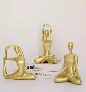 Ensemble de figurines de yoga en résine dorée, artisanat décoratif de table créative, pour fête à domicile, ornements - Product Image 4