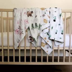 soft breathable cotton <b>baby</b> <b>muslin</b> swaddle <b>blanket</b> double gauze multi layered gauze <b>muslin</b> swaddle for unisex <b>baby</b> - Product Image 3