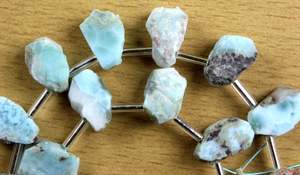 อัญมณีลาริมาร์ธรรมชาติ21ชิ้นเครื่องประดับหยาบหยาบอัญมณีสีฟ้าคอลเลกชันสไตล์ตัด - Product Image 4