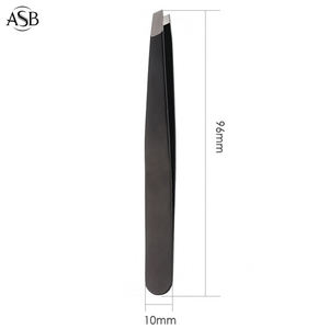 Pinzas de Cejas Inclinadas de Acero Inoxidable Sostenible de Alta Calidad Profesional, Color Rosa y Negro, Puntiagudas, Personalizables, Tamaño Personalizado - Product Image 4