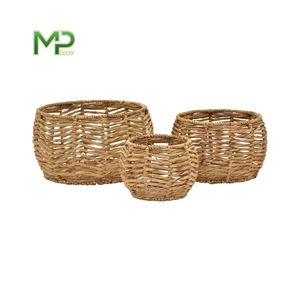 Venta al por mayor 100% cestas de almacenamiento de jacinto de agua hechas a mano color personalizado decoración del hogar sostenible artesanías hechas a mano - Product Image 5