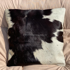 Funda de cojín de cuero de vaca Natural, cubierta de cojín de piel de vaca - Product Image 1