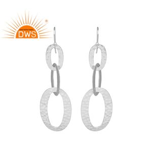 Boucles d'oreilles en argent pour femmes, montage de bijoux, en texture, argent fin et simple, produit de fabrication, 2020 - Product Image 1