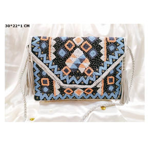 Pochette en raphia pour femme, pochette de soirée en vogue, fourre-tout de fête, style indien - Product Image 6