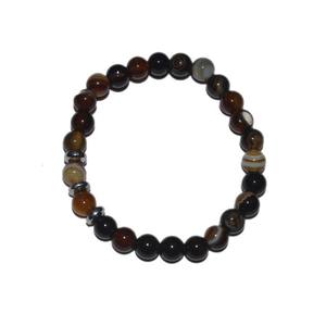 Ónix negro de piedras preciosas bandas pulseras con encanto redondo - Product Image 1