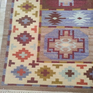 Tapis Kilim en Laine Vintage 10F, Nouveau Design Moderne, Fabriqué en Inde, Aspect Riche, Tissage Punja, Réversible, pour la Maison et l'Espace de Jeu des Enfants - Product Image 6