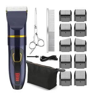 Electric Pets Hair Trimmers Shaver Shear LED USB Rechargeable Washable Cordless Pet Cat Dog Grooming Scissors for Dogs and Cats