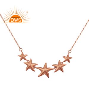 Collier en plaqué or Rose 18k, Design étoile poisson, tenue de soirée faite à la main, bijoux pour femmes, 925 - Product Image 1
