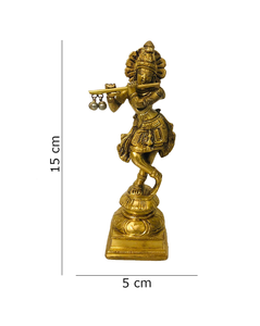 Latón artesanía Señor Krishna flauta estatua Murlidhar krishna estatua latón casa y Templo decoración ídolo - Product Image 1