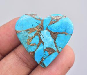 ChineseTurquoise <b>Heart</b> Cabochon Wholesale Turquoise <b>Heart</b> <b>Shape</b> Gemstone Chinese Mohave Turquoise Cabochon With Copper Gemstone - Product Image 3