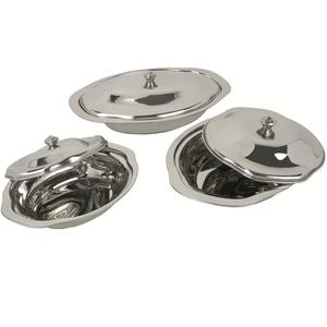 Polished Stainless Steel Serving <b>Bowl</b> <b>with</b> <b>Lid</b> Metal Serving Tray in Carton Packaging - Product Image 5