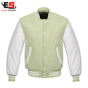 Chaquetas universitarias de calidad superior para hombre, manga con dobladillo acanalado liso, puños, cuello, cierre de botón a presión, cierre de botón a presión para mujer - Product Image 2