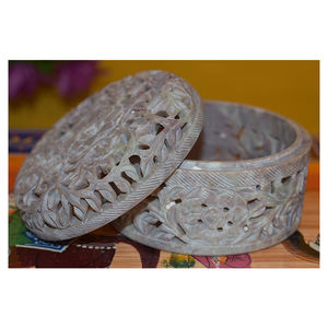 Caja de joyería para tallado a mano, piedra Natural, redonda, de alta calidad, exclusiva - Product Image 1