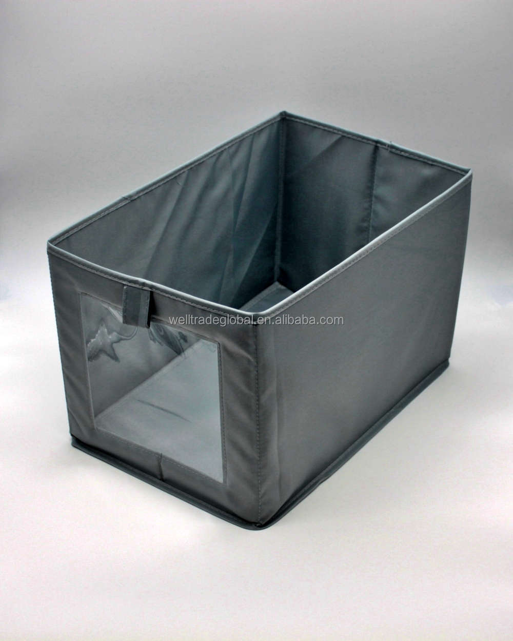 Boîte de rangement Non tissée, 18L, gris, sans couvercle, divers motifs OEM, pliable, empilable, 1 pc, prix d'usine