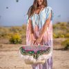 Caftan Tie Dye Chic Rayonne Tissu Col V Manches Courtes Coupe Ample Caftan Confortable pour la Plage Dernière Collection - Product Image 3