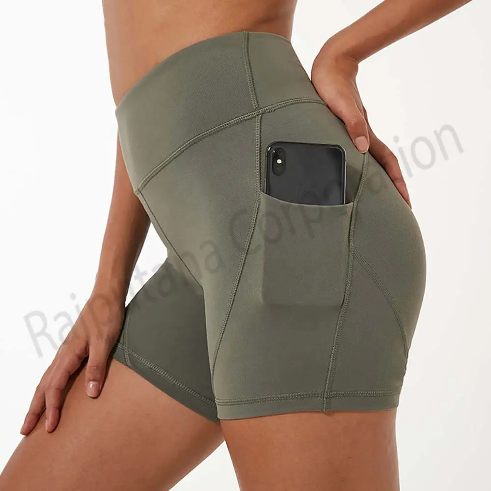 Women's Sports Shorts with Pockets High Waist Sports Shorts Short Leggings for Yoga Running Cycling Shorts