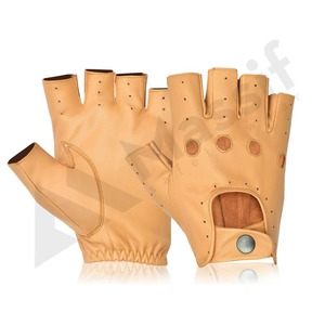 Guantes de cuero cómodos y suaves de medio dedo para uso diario Guantes de conducción de fitness antideslizantes de invierno - Product Image 6