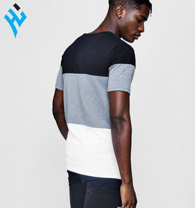 Camiseta informal de algodón para hombre, camisa masculina de algodón 100% con logotipo personalizado de bloque de Color de línea larga a la moda, nuevo estilo - Product Image 2