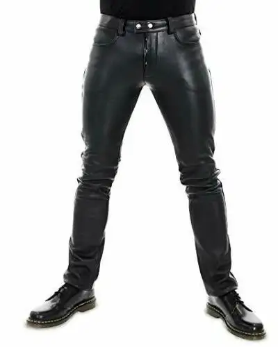 Pantalon en cuir personnalisé pour hommes pantalons de motards 100% pantalon de moto en cuir d'agneau véritable en gros
