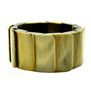 2022 New Design Handmade Natural Burnt Horn Elastics Fancy Bracelets Handmade Horn Artificial Costume Jewellery