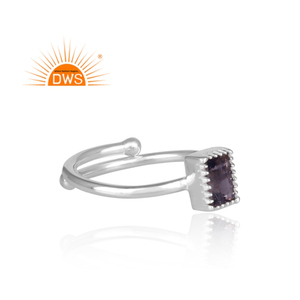 แหวนเงินแท้ 925 ปรับขนาดได้ ประดับพลอยไอโอไลต์สีน้ำเงินธรรมชาติ สำหรับงานแต่งงานผู้หญิง ผลิตโดยผู้ผลิตเครื่องประดับ - Product Image 3