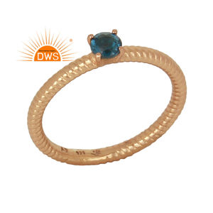 Prong <b>Set</b> London Topaz Gemstone Ring Handmade <b>Rose</b> <b>Gold</b> Plated Sterling Silver Ring Jewelry Manufacturer - Product Image 1
