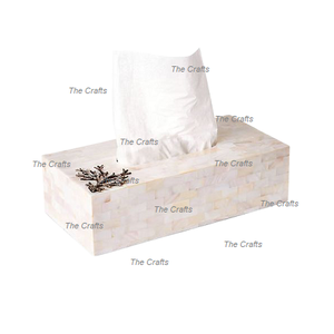 Juego de dos cajas de servilletas de madera con caja de pañuelos de nácar caja de pañuelos de forma cuadrada para decoración del banquete de boda - Product Image 2