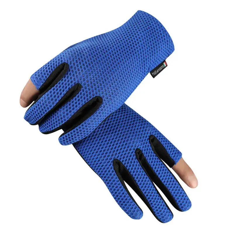 ブリュッセルスポーツユニセックス釣り手袋2カット指通気性アイスシルク屋外サイクリング手袋