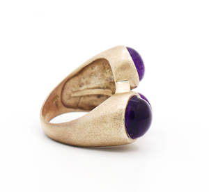 แหวนแต่งงานวินเทจทำมือเงินแท้ 925 ประดับพลอยอเมทิสต์ทรงกลมธรรมชาติ สำหรับขายส่ง - Product Image 2