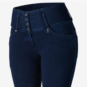 กางเกงขี่ม้าผ้ายีนส์แบบพรีเมี่ยมสำหรับผู้หญิงเสื้อผ้าแบบมีที่จับซิลิโคน - Product Image 2