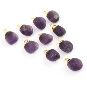 ขายส่งเครื่องประดับธรรมชาติTumble Shapeอเมทิสต์ตัวเชื่อมต่อทองเหลืองทองชุบdiyเดี่ยวประกันตัวเชื่อมต่อจี้Birthstone - Product Image 5