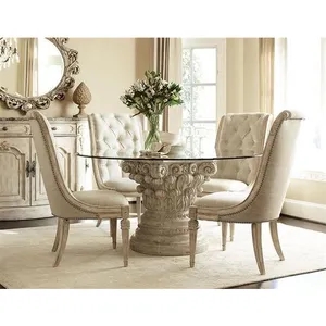 Dining room furniture set made from solid wood with carving by hand