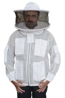Veste d'apiculture en coton à 3 couches avec design d'abeille ventilé Vêtements de sécurité de haut niveau avec maille de voile d'escrime anti-piqûre