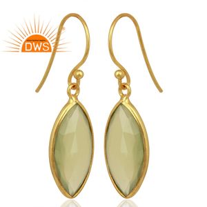 Handmade 14k Gold Plated 925 Sterling Silver Prehnite Chalcedony Gemstone Earrings Jewelry Wholesale - Product Image 3