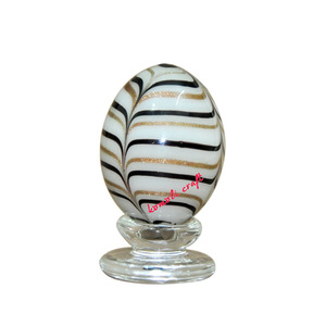 Brown Layers on White Custom Glass Easter <b>Eggs</b> Hand blown <b>decorative</b> <b>eggs</b> with unique layered patterns for seasonal home <b>decor</b> - Product Image 1