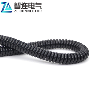 Câble d'alimentation spiralé à 3 conducteurs en cuivre, 450V, isolé PE, avec connecteurs mâle-femelle pour équipement électrique - Product Image 1