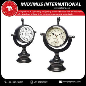 Vintage Nautical Style Brass <b>Table</b> <b>Clock</b> | Roman Numeral Quartz Desk <b>Clock</b> | Decorative Home Office Tabletop <b>Clock</b> Gift Item - Product Image 2