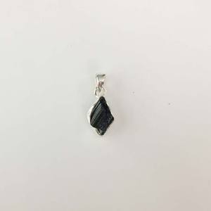 Bijoux fins 925 argent noir Tourmaline rugueux pendentif collier argent Tourmaline pierres précieuses pendentifs 925 pendentifs en argent Sterling - Product Image 1