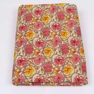 Floral Print Cotton Fabric Hand Block Print Soft Cotton Fabric Handmade Beautiful Handmade Cotton Fabric - Product Image 2