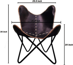 Silla de mariposa de cuero hecha a mano para oficina, hogar, sala de estar, comedor, silla decorativa relajante plegable para exteriores - Product Image 3