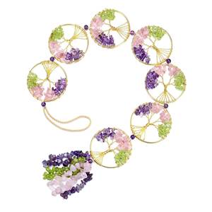 Tumbled Wall Hanger Amethyst , Rose Quartz, Green Fluorite <b>Tree</b> of Life Wall Hanger <b>Crystal</b> Healing Gemstone Chip Wall Hanger - Product Image 4