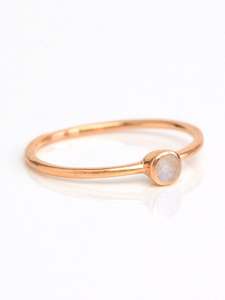 Tiny Moonstone Round Shape Gold Vermeil Ring - Product Image 2