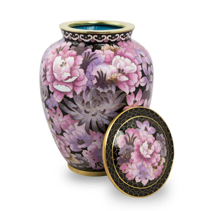 Urnes de crémation roses peintes florales pour cendres humaines Urnes de cendres adultes pour le stockage de crémation Urnes en aluminium d'Inde - Product Image 1