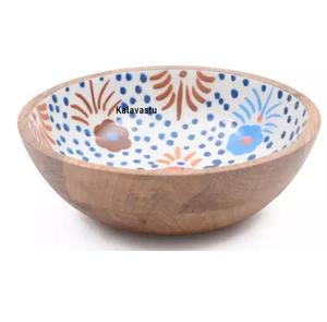 Modèle de cuisine décoratif durable Artisanat en bois Bol de service en bois avec revêtement en émail pour enseignes murales et boîtes en bois - Product Image 4