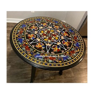 Grossiste indien Exportateur Conception moderne d'incrustation de marbre Dessus de table à manger fait main Meubles de travail incrustés de pierre naturelle pour la maison - Product Image 1