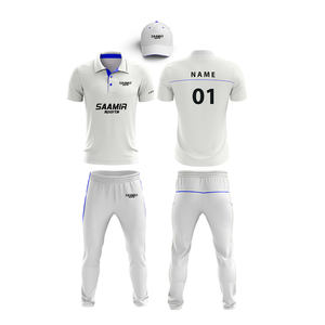 Custom <b>White</b> <b>Cricket</b> Uniform Kit with Custom Design and Logo Tshirt and <b>Trouser</b> in Unique Colors - Product Image 1