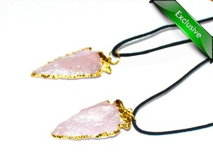 Best Value of Rose Quartz Electroplated Arrowheads Necklace : Rose Quartz Electroplated Arrowheads Necklace for Sale - Product Image 2